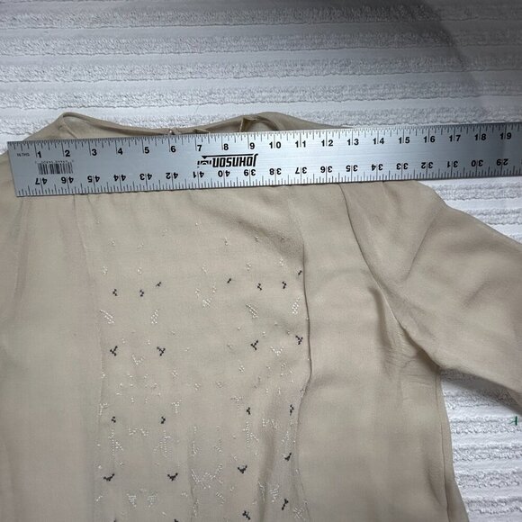 Vanessa Bruno Womens Embroidered Chiffon Silk Blouse Top Sz 36 Ivory Long Sleeve - Picture 5 of 9